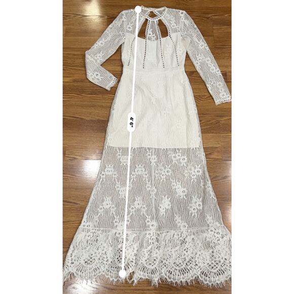 ALEXIS Guipure Lace PEARLY Ivory keyhole back Rizer Long Dress XS - Picture 8 of 16
